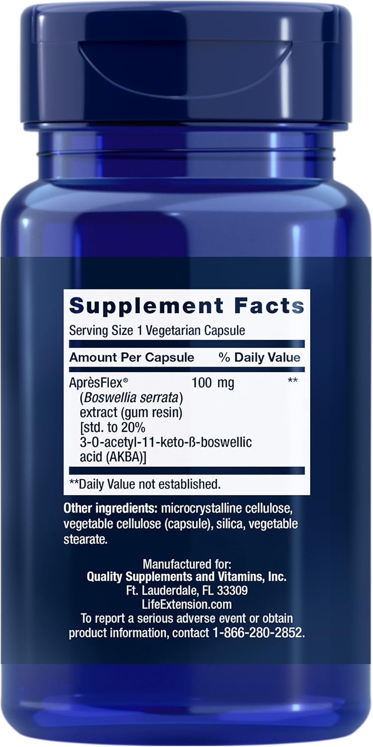 Life Extension 5-LOX Inhibitor with AprèsFlex®, 100 mg, standardized Boswellia serrata Extract, Promotes Joint, Cell & arterial Health, Gluten-Free