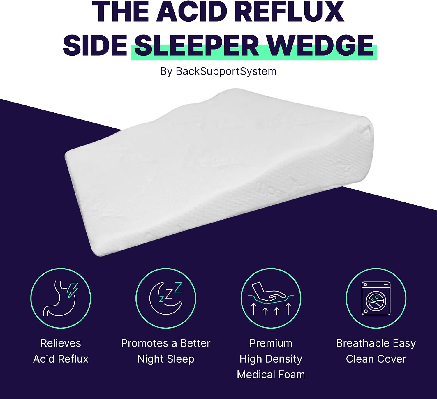 Acid Reflux Wedge Pillow for Sleeping & Sitting – Elevating Memory Foam Pillow for GERD Relief, Snoring, & Back Pain (Side Sleeping Wedge
