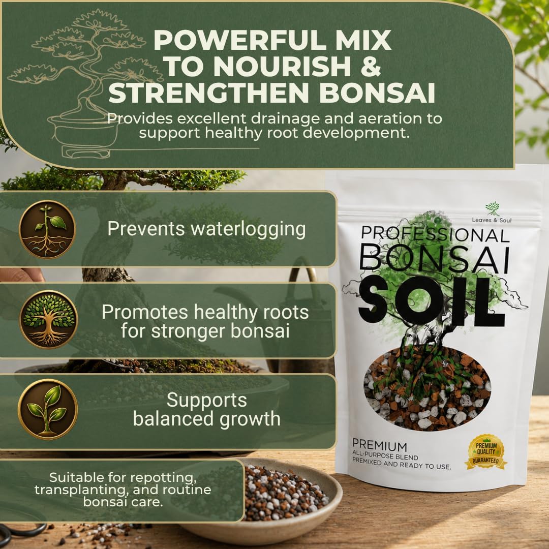 Professional Bonsai Soil Mix Ready to Use | Large 2.2 Quarts, Premium Potting Soil for Bonsai Trees