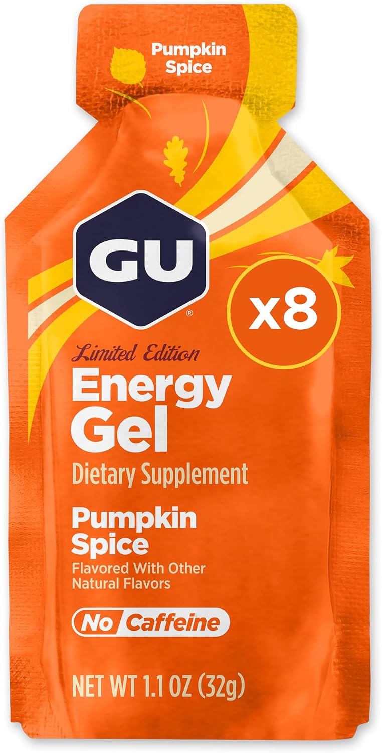 GU Energy Original Sports Nutrition Energy Gel, Vegan and Dairy-Free On-the-Go Energy for Any Workout, Vanilla Bean, 8-Count