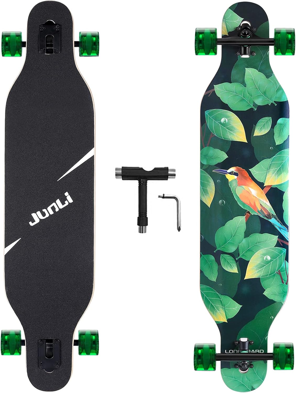 Junli 41 Inch Freeride Skateboard Longboard - Complete Skateboard Cruiser for Cruising, Carving, Free-Style and Downhill