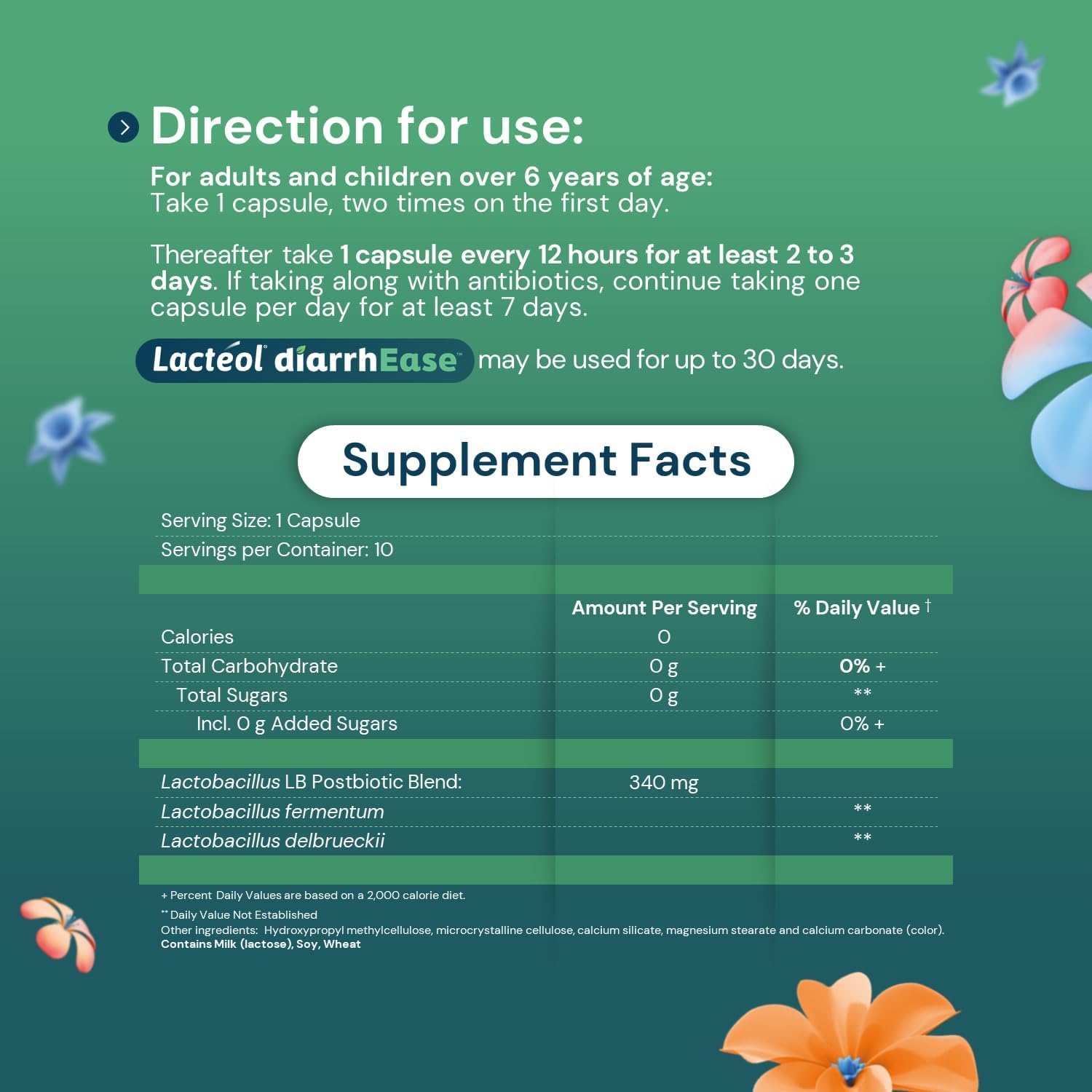 Lactéol diarrhEase Postbiotic, Helps with Occasional Diarrhea, 10 Count | Lactobacillus LB Postbioitic, Drug-Free Helps Restores Gut Microbiota Balance*, Ages 6+, Results Within One Day