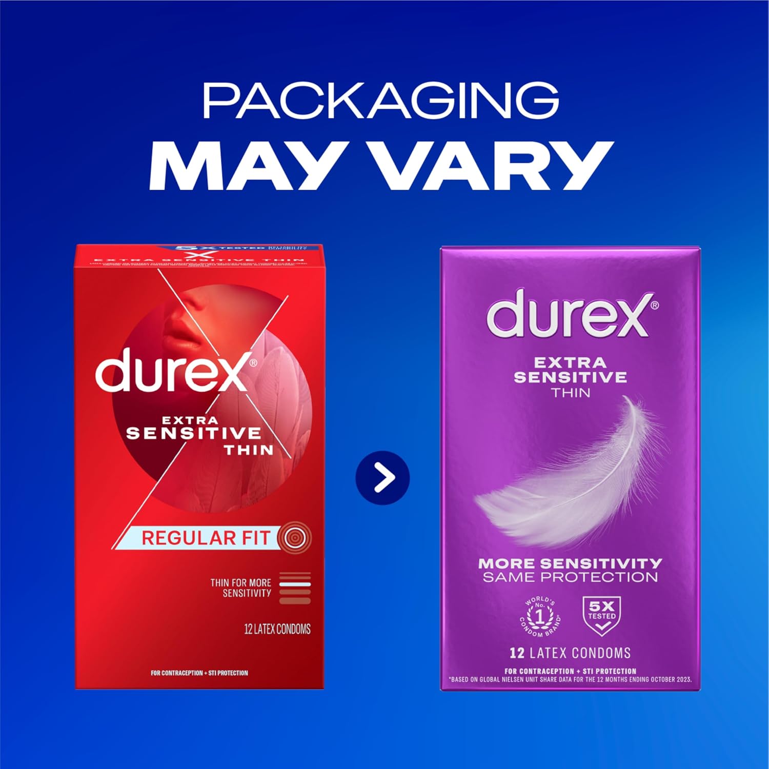 Durex Extra Sensitive Thin Condoms, Lubricated Latex Condoms for Men, 24 Count