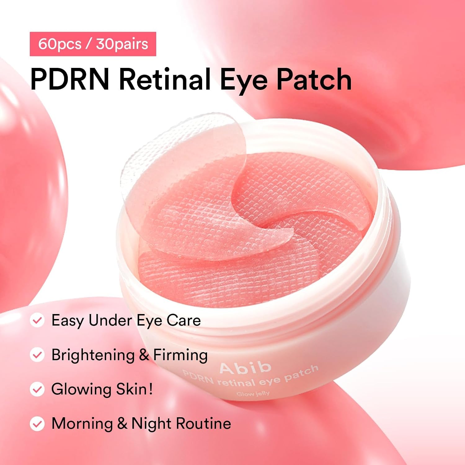 Abib Vegan Collagen Eye Patches for Wrinkles & Fine Line with Jericho Rose Jelly & Peptides, 60 Count, Korean Skin Care