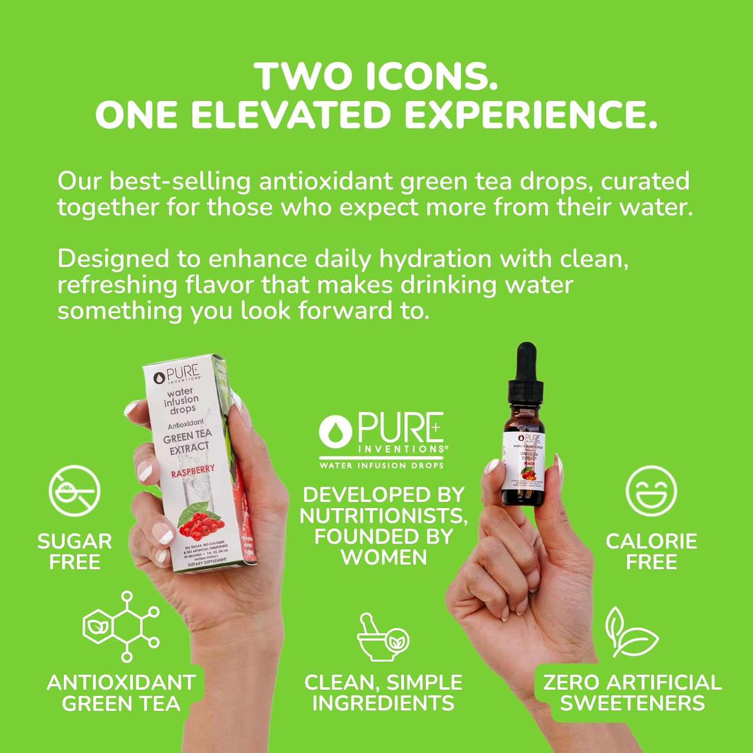 Pure Inventions Water Enhancer Drops - Refreshing and Delicious - Antioxidants, Electrolytes - No Sugar, Calories, or Artificial Sweeteners - Cranberry and Elderberry (60 Servings)