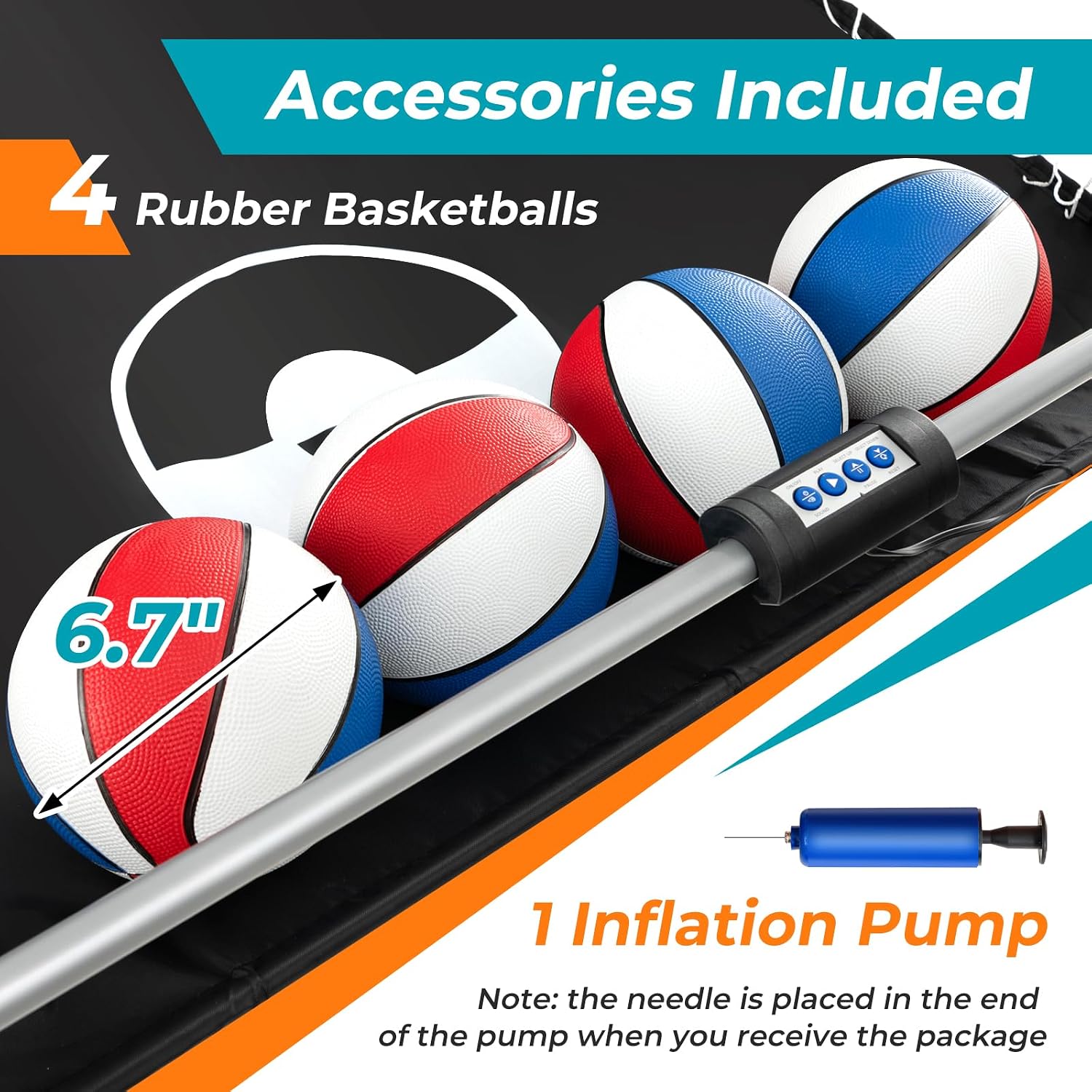 GYMAX Arcade Basketball Game Indoor Foldable with 8 Game Modes, Arcade Sound, 4 Balls and Inflation Pump, Electronic Basketball Games for All Ages Home