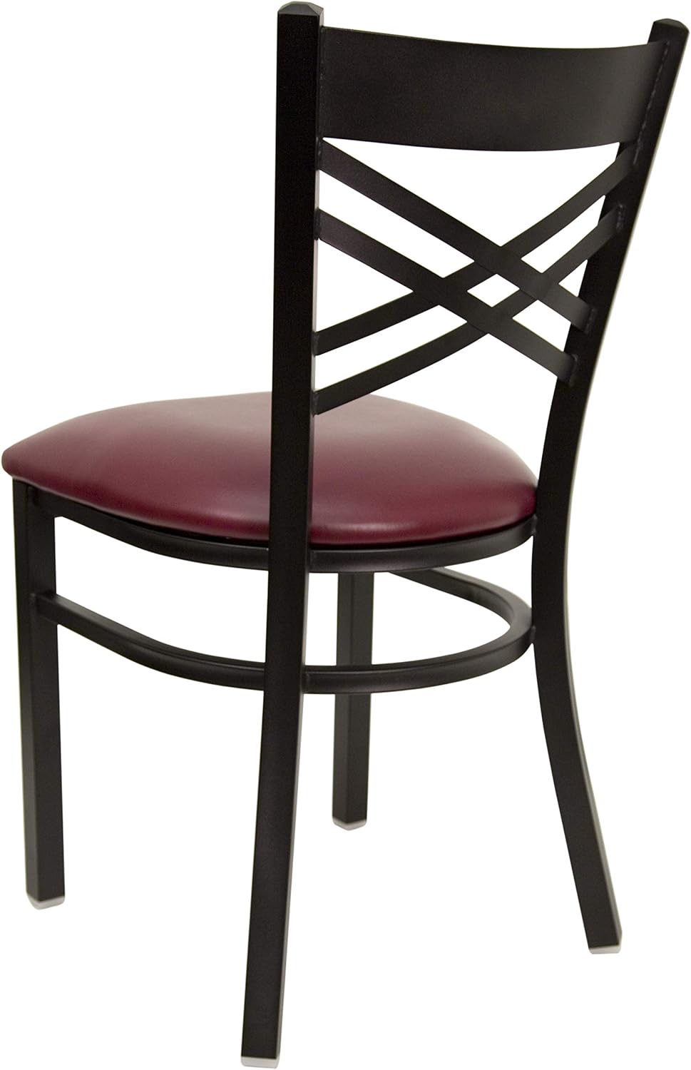 Flash Furniture Hercules Series "X" Back Metal Restaurant Chairs, Modern Upholstered Armless Dining Chairs for Restaurants/Kitchens, Set of 2, Black