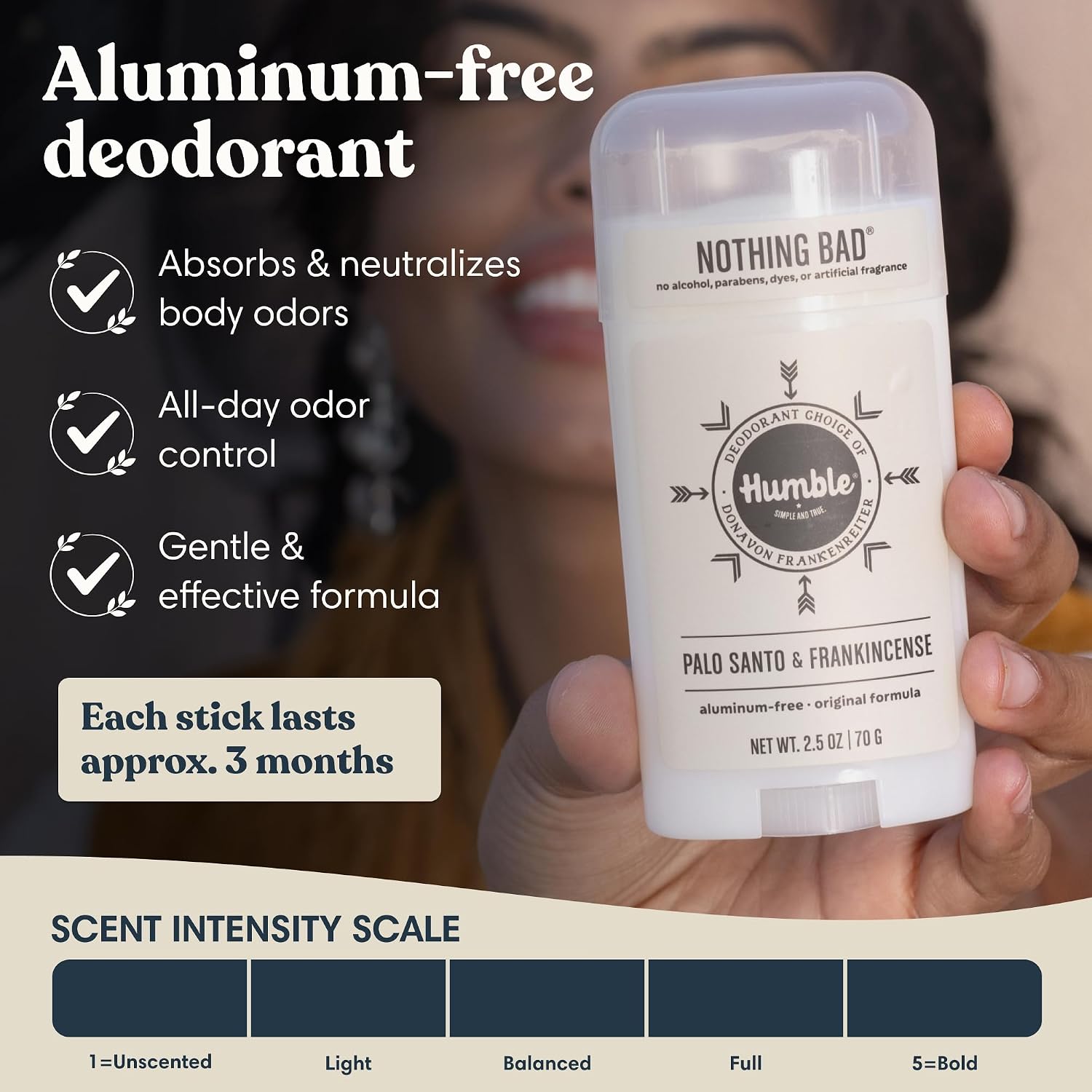 Humble Aluminum-Free Deodorant, Simply Unscented - 1 Pack | Baking Soda-Free, Clean, Fresh, Natural, Essential Oils, Sensitive Skin, Long-Lasting Odor Control, Cruelty-Free, Men & Women