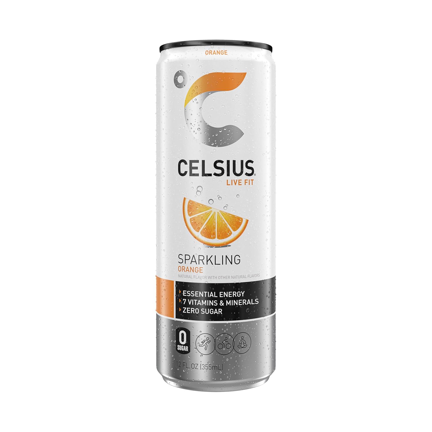 CELSIUS Sparkling Orange, Sugar Free Energy Drink, 12 Fl Oz (Pack of 4)