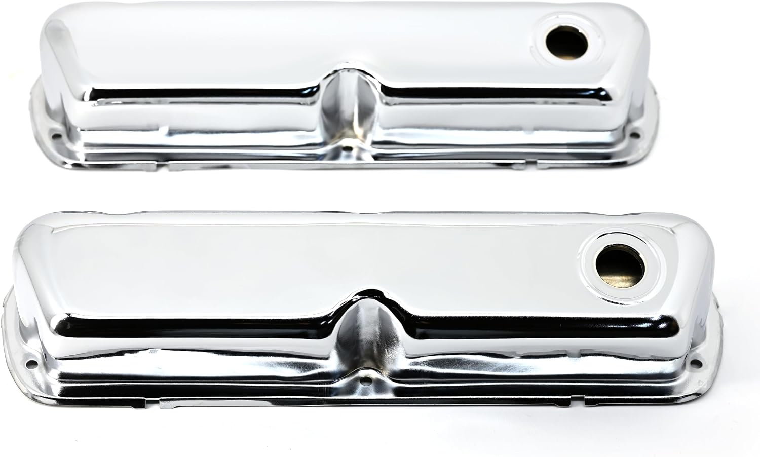 Steel Valve Covers Fits 1962–85 Ford SB 260‑289‑302‑351W – Smooth – 1 Hole – Chrome