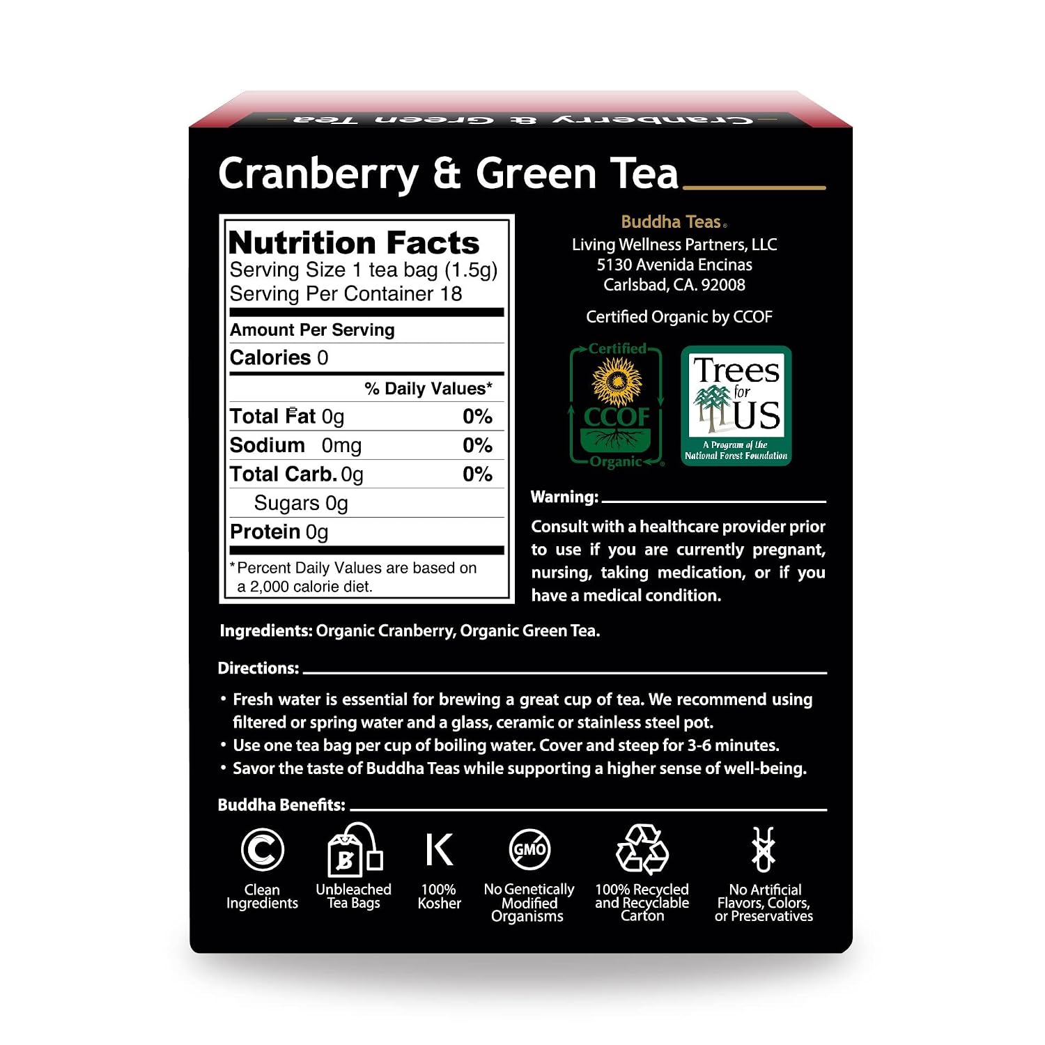 Buddha Teas - Organic Sencha Green Tea - For Health & Wellbeing - Japanese Green Tea - With Antioxidants & Minerals - Clean Ingredients - Caffeinated - OU Kosher & Non-GMO - 18 Tea Bags (Pack of 1)