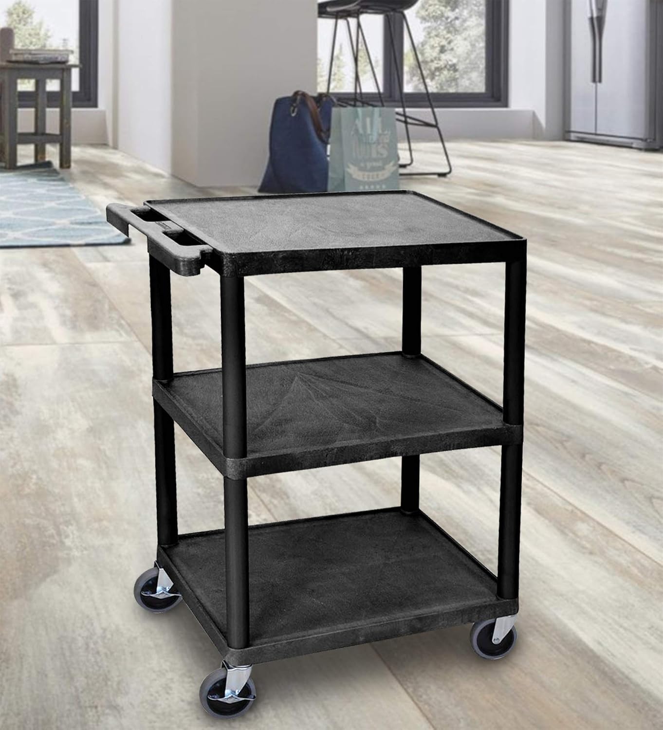 Luxor Multipurpose Storage Utility Cart 3 Shelves Structural Foam Plastic - Red