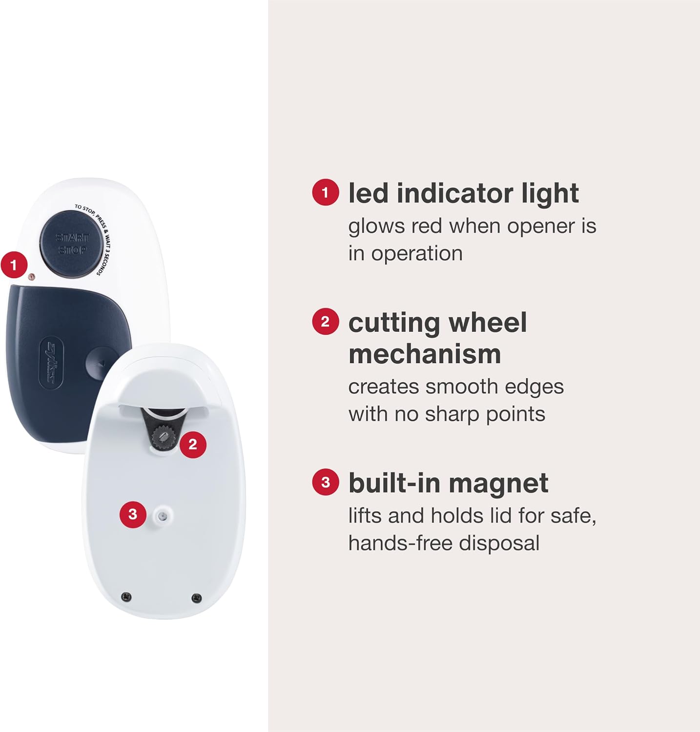 Zyliss EasiCan Electric Can Opener – One-Touch Automatic Tin Opener with Magnet for Safe Lid Removal – Compact