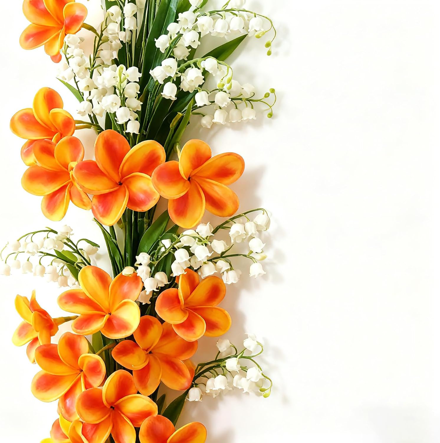 10PCS Artificial Plumeria Flowers with Stem, Apricot | Natural Real Touch,DIY Cake Decoration, Hawaiian Part, Luau Decor, Wedding Bouquets