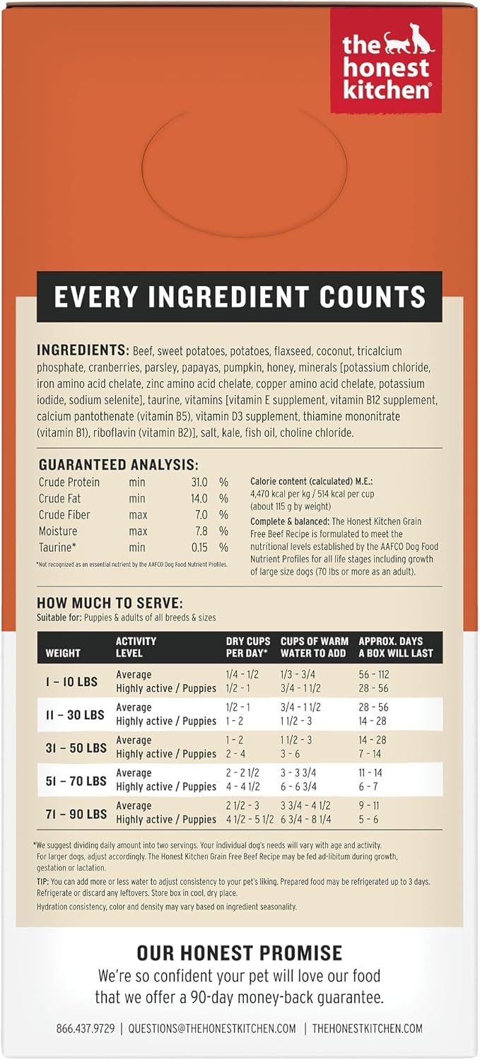 The Honest Kitchen Human Grade Wholemade™ Dehydrated Grain Free Dog Food – Complete Meal or Dog Food Topper – Chicken 4 lb (Makes 16 lbs)