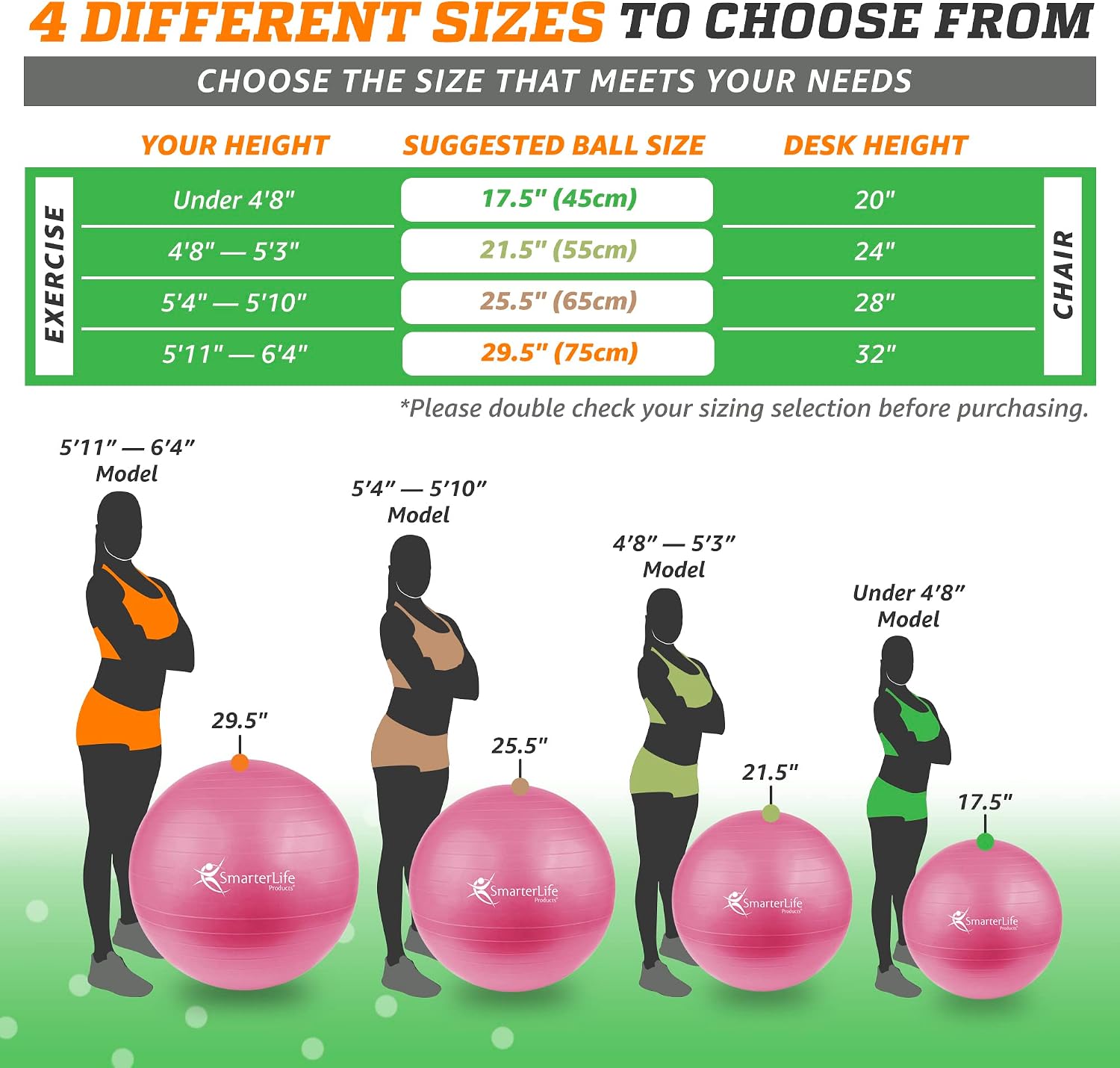 SmarterLife Exercise Ball, Yoga Ball for Gym, Balance, Stability, Pregnancy