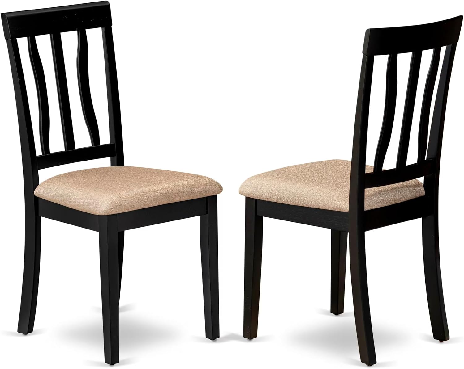 East West Furniture ANC-WHI-W Antique Dining Room Chairs - Slat Back Solid Wood Seat Chairs, Set of 2, Buttermilk & Cherry