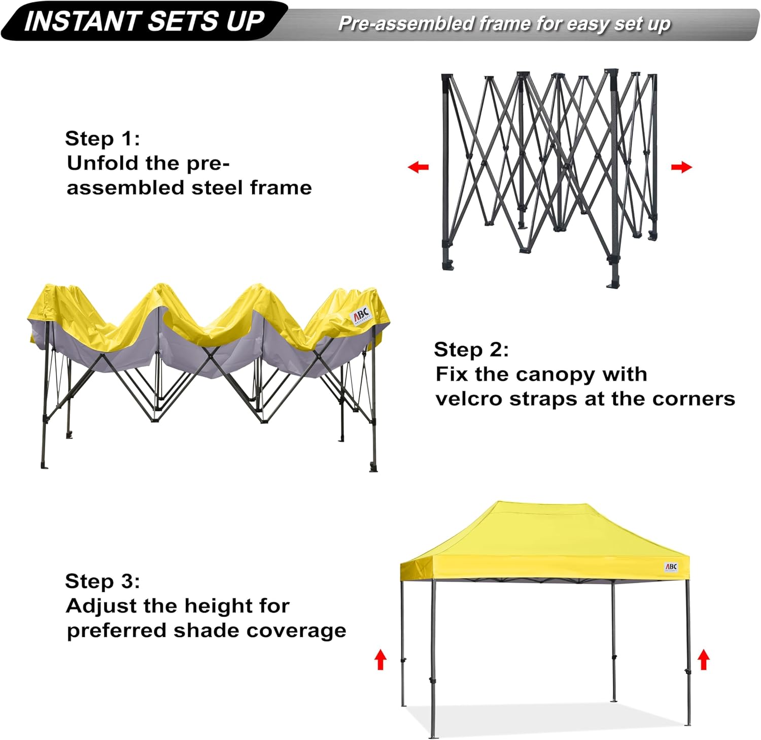 ABCCANOPY Patio Pop Up Canopy Tent 10x10 Commercial-Series (Black)