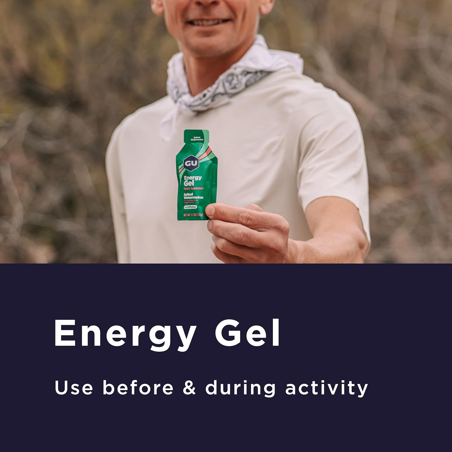 GU Energy Original Sports Nutrition Energy Gel, Vegan and Dairy-Free On-the-Go Energy for Any Workout, Vanilla Bean, 8-Count