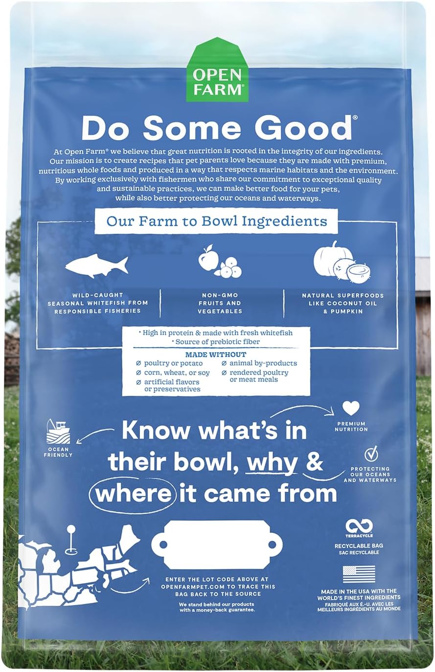 Open Farm, Grain Free Dry Cat Food, High-Protein Kibble for a Complete & Balanced Diet, Non-GMO Fruits & Vegetables, Prebiotic Fibers to Support Digestion, Catch-of-The Season Whitefish, 4lb Bag | All Life Stages, High Protein, Prebiotic Fibers, 100% Tra…