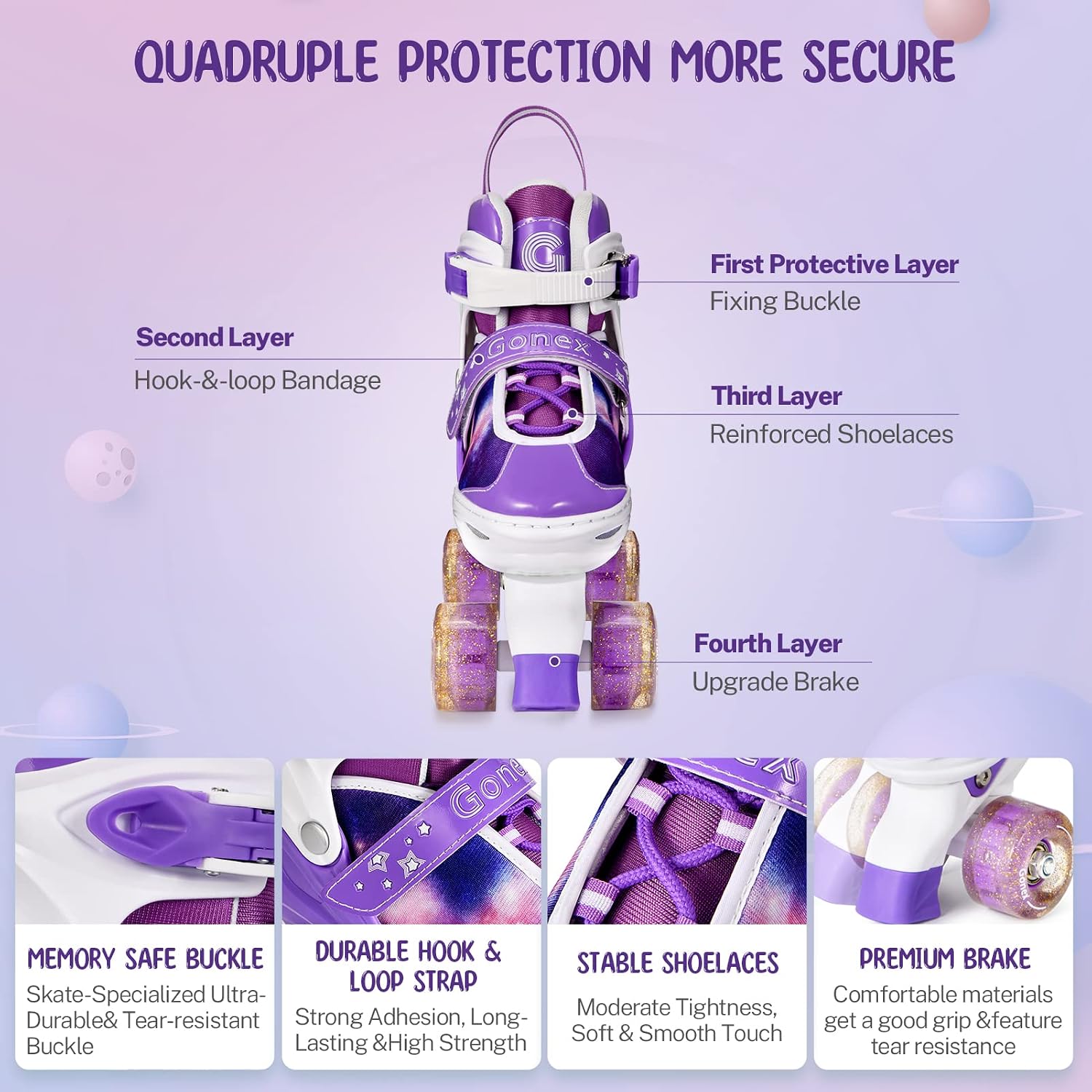 Gonex Roller Skates for Girls Kids Women with Light-Up Wheels