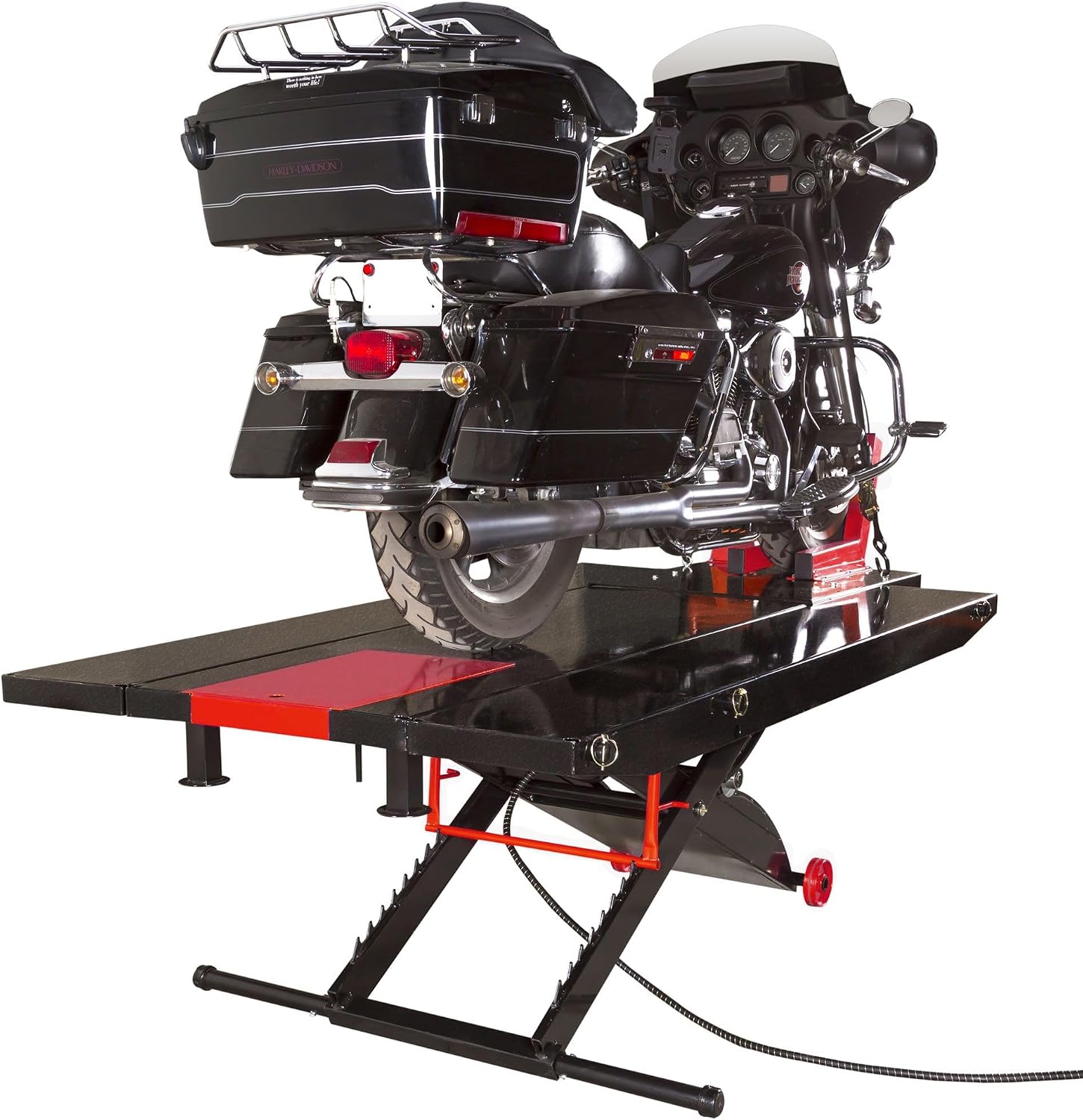 Motorcycle Lift Table, Pneumatic, 1,500 lb, ProLift, 31.25" H, Black Widow | Jack included, raise bike for service, maintenance, repair, handy, compressed air (compressor not included), push mower