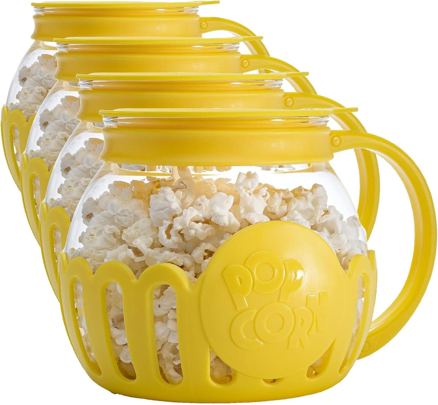 Ecolution Patented Micro-Pop Microwave Popcorn Popper with Temperature Safe Glass, 3-in-1 Lid Measures Kernels and Melts Butter, Made Without BPA, Dishwasher Safe, 3-Quart, Red
