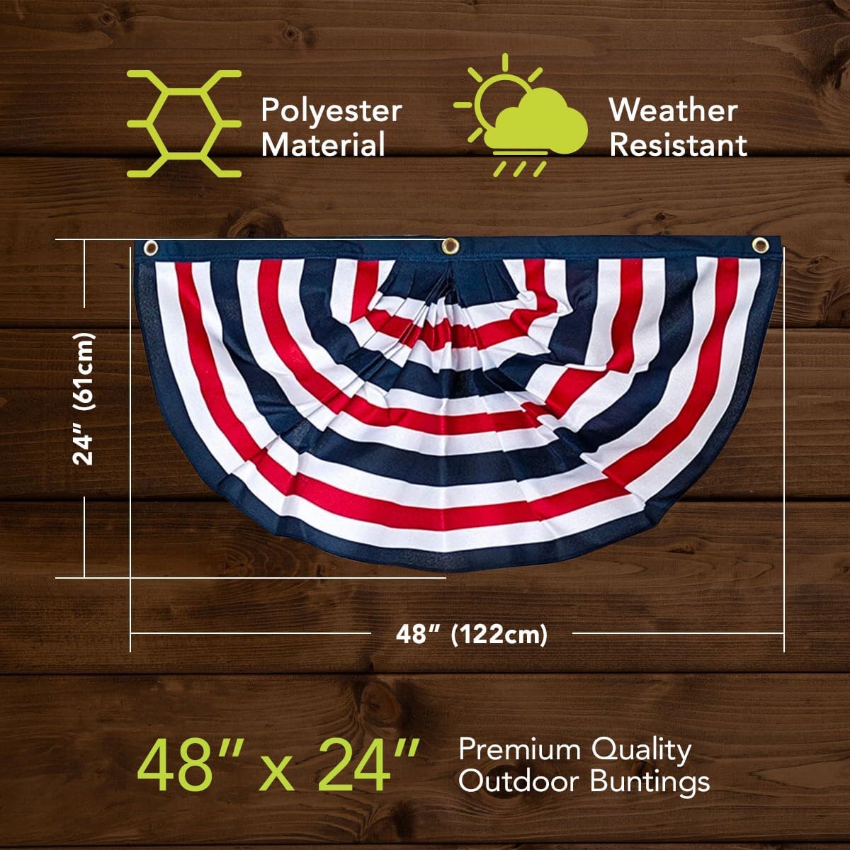 Briarwood Lane 4th of July Bunting 48" X 24 Tea Stained Patriotic For 4th of July Bunting