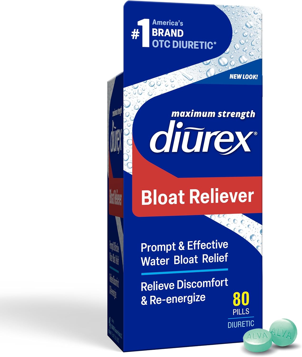 Diurex Ultra Re-Energizing Water Pills - Relieve Water Bloat - Feel Better & Less Heavy - 80 Count | Promptly relieves water & belly bloat, discomfort