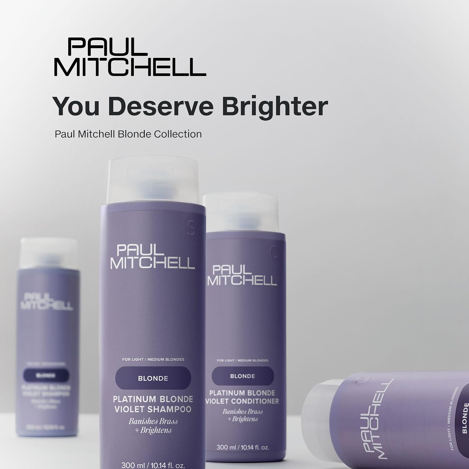 Paul Mitchell Platinum Blonde Violet Shampoo, Banishes Brass + Brightens, Ideal for Light to Medium Blonde, Silver, Gray or White Hair