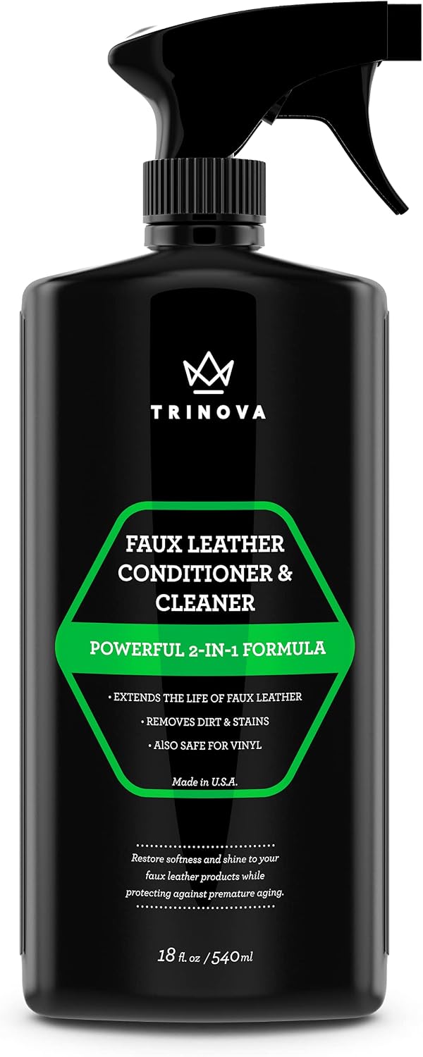TriNova Faux Leather Cleaner & Conditioner, 18 fl oz | Cleans and conditions faux leather, vinyl, seats, furniture and bags.