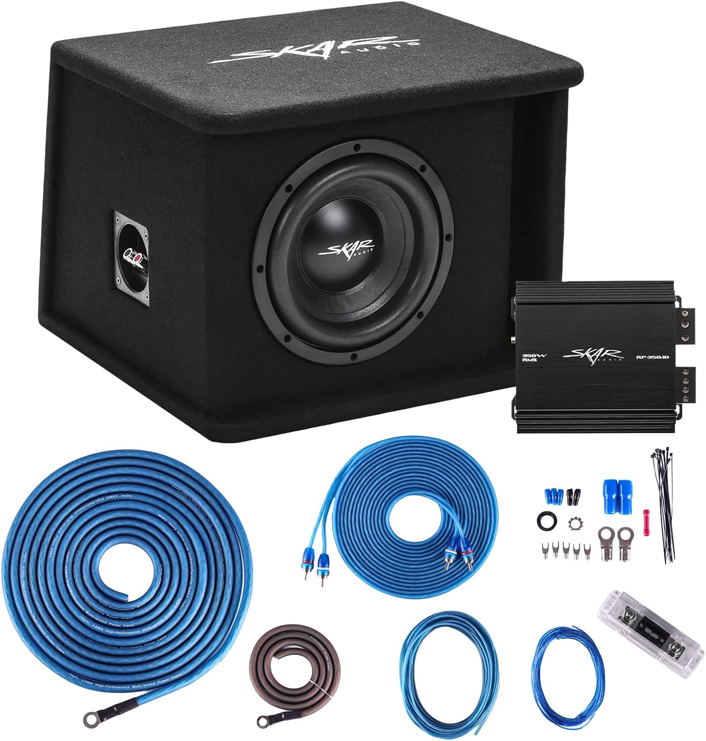 Skar Audio Single 8" Complete 700 Watt SDR Series Subwoofer Bass Package - Includes Loaded Enclosure with Amplifier