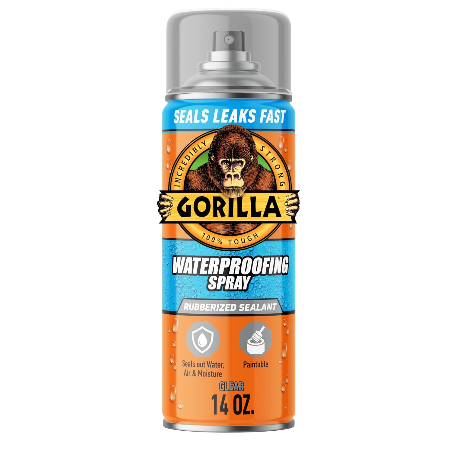 Gorilla Waterproofing Spray, Black, 16 oz, Flexible Rubberized Sealant