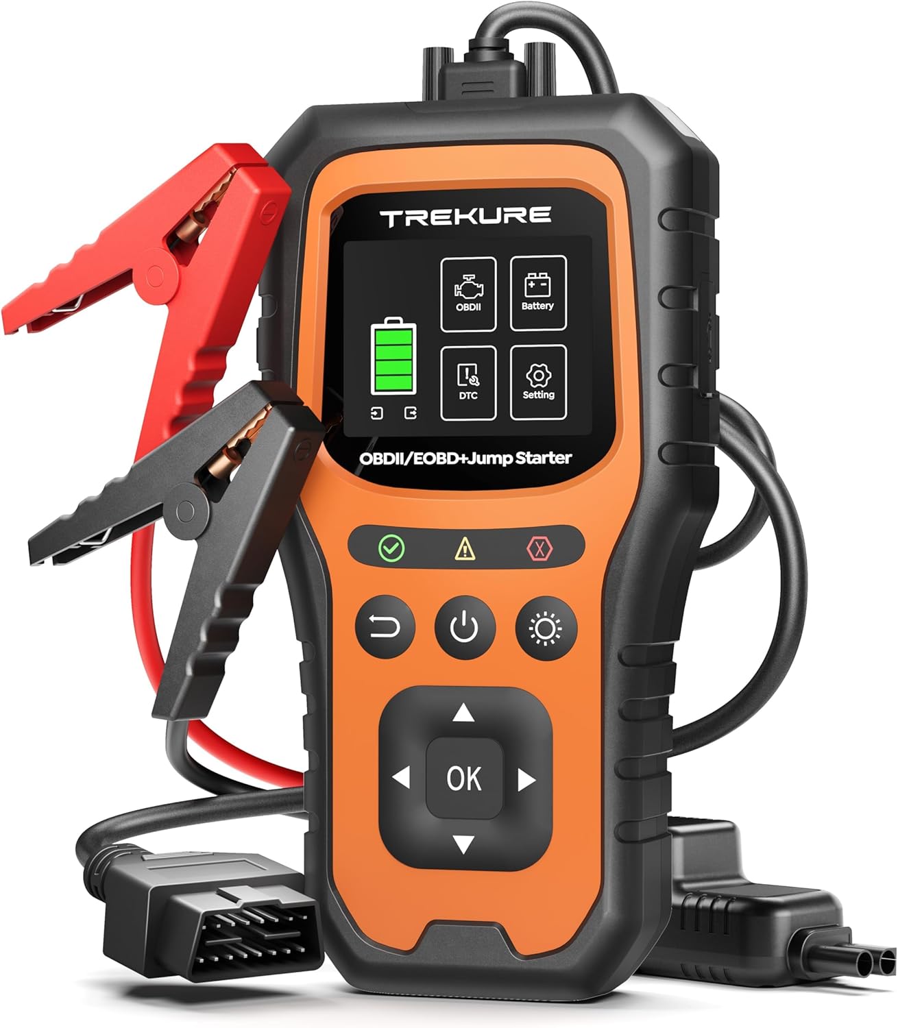 Car Battery Jump Starter with OBD2 Scanner 5000A, Car Battery Jumper Starter Portable (All Gas/10L Diesel), 12V Jump Box Jumper Cables