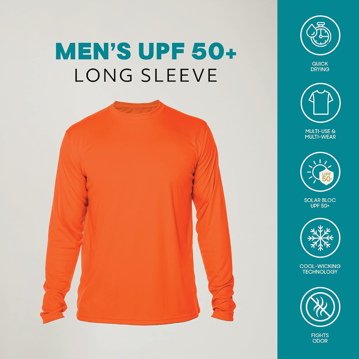 Vapor Apparel Men's Outdoor UPF 50+ Long Sleeve T-Shirt, UV Sun Protection for Fishing, Running, Hiking, Swimming