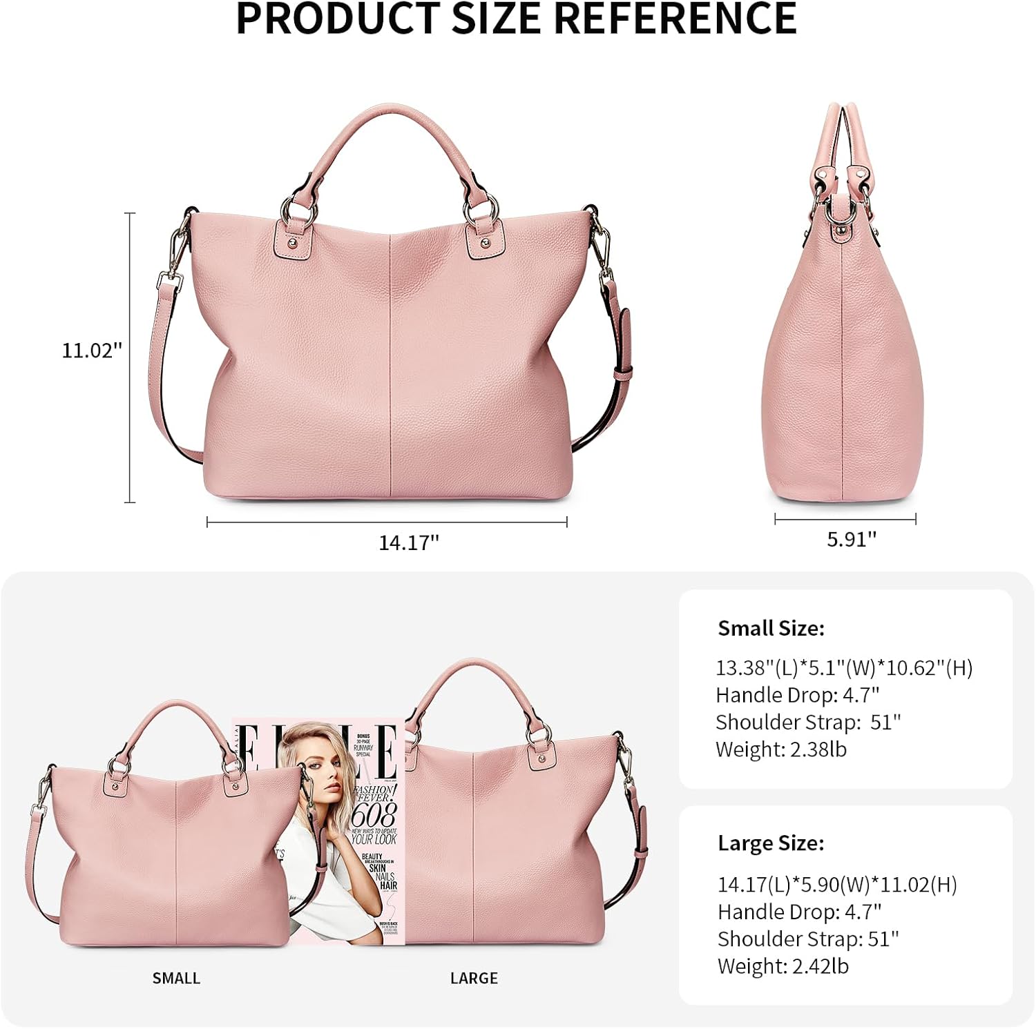 Kattee Genuine Leather Tote Purse for Women, Top Handle Satchel | Soft genuine leather tote with roomy storage and versatile carry for work, shopping, and travel.