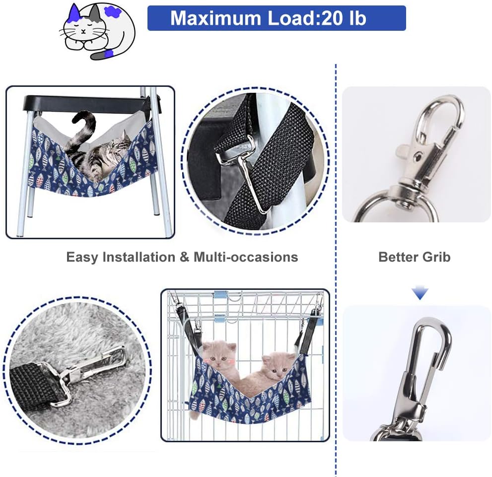 Cat Hammock Bed for Cage, 22x18 inch Adjustable Hanging Cat Hammock