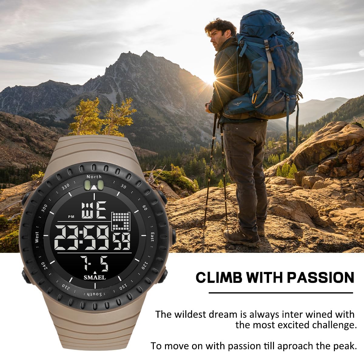 L LAVAREDO Mens Digital Watch Sports Military Watches Waterproof Outdoor Chronograph Wrist Watches for Men with LED Back Ligh/Alarm/Date