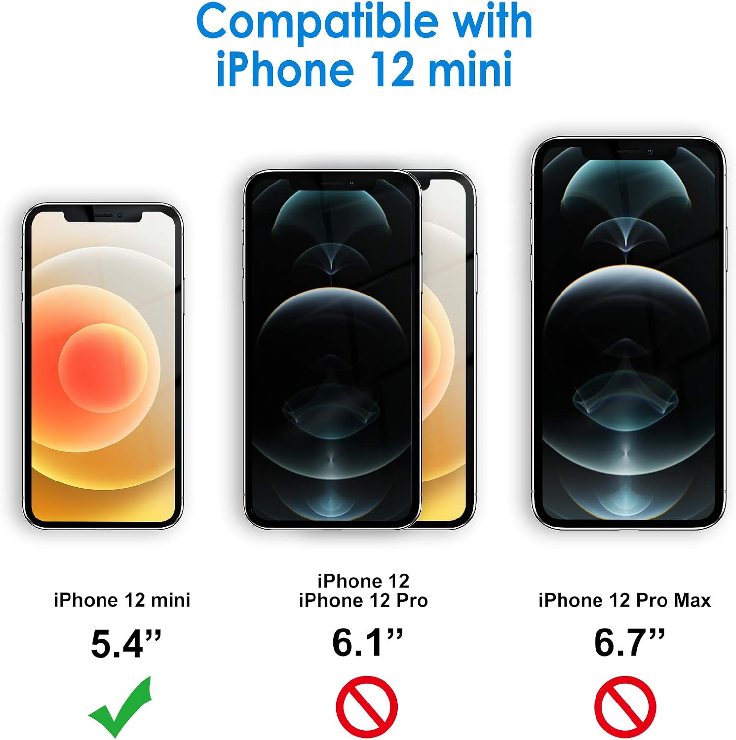 JETech Screen Protector for iPhone 12 mini, 3-Pack | HD Clear, Face ID Compatible, Anti-Scratch Glass