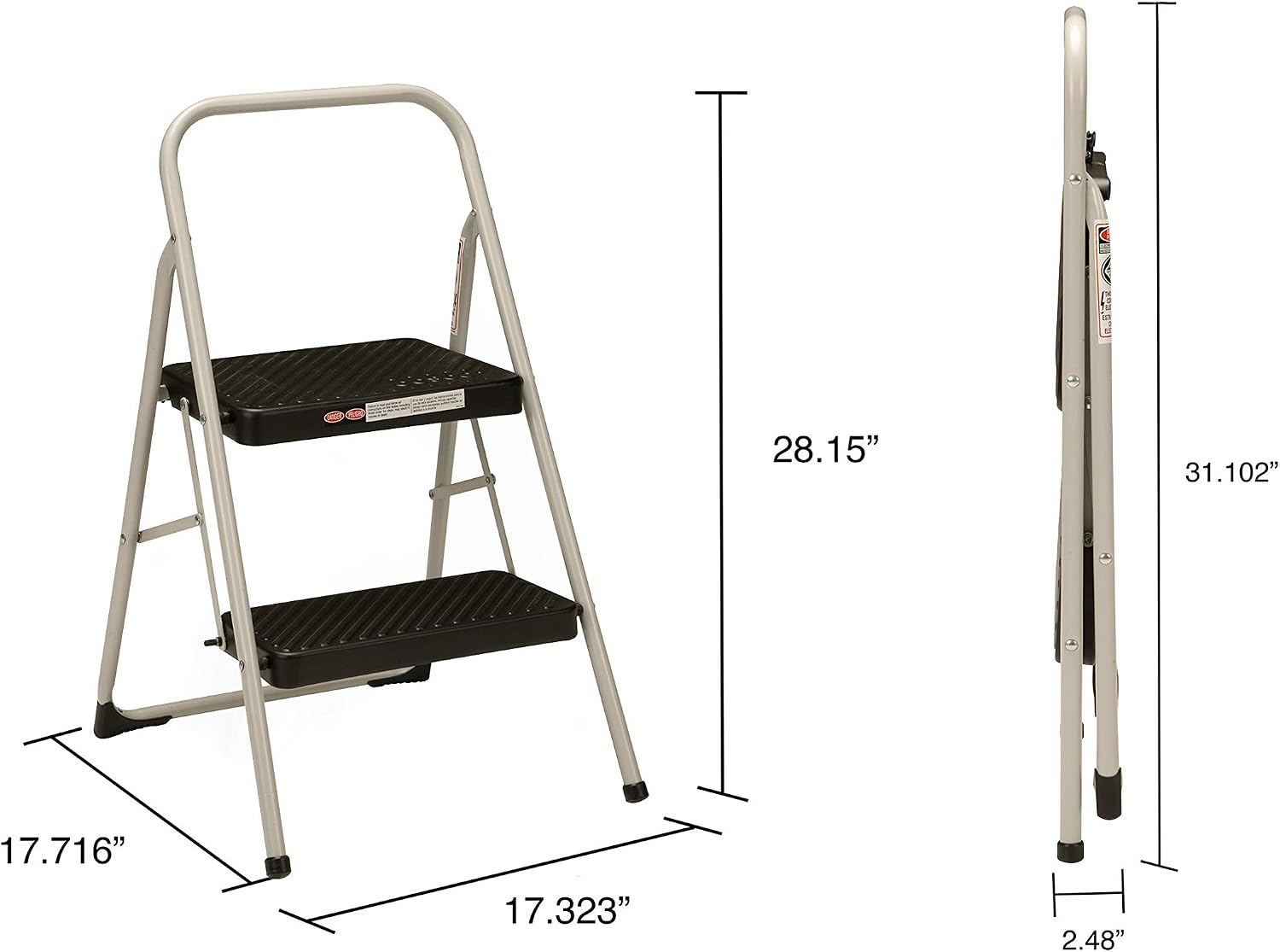 Cosco Lightweight Two Step House Step Stool for Easy Reaching and Cleaning - Non-Marring Leg Tips, Slip Resistant Steps, Stable Rear Leg Support