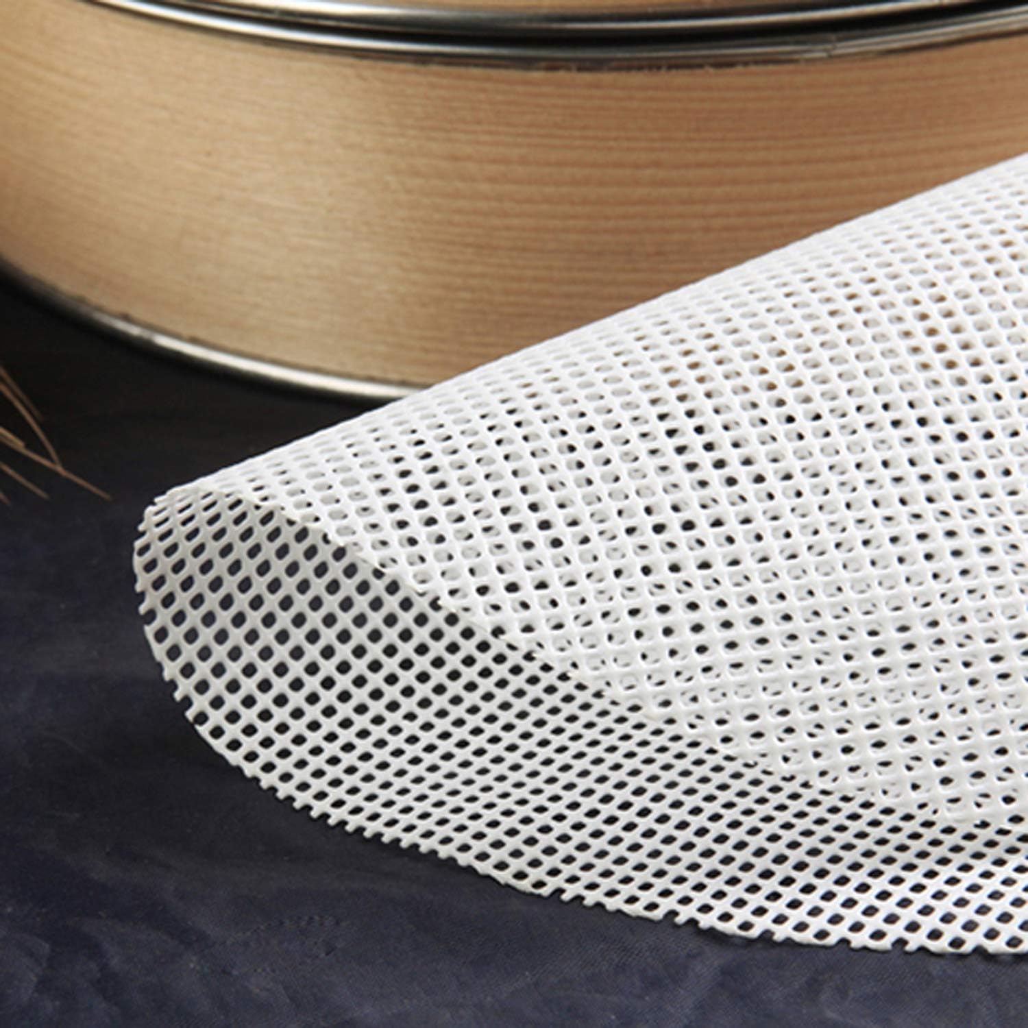 GUCUJI 8 Inch Silicone Bamboo Steamer Liners - Non-Stick, Reusable Steamer Mesh Mats for Steamed Buns, Dumplings, veggies, Dim Sum, Momo, Rice, and fish - Food Grade BPA Free (4Pcs)