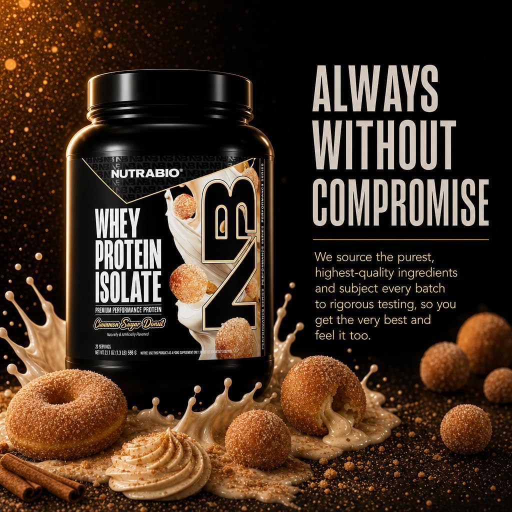 NutraBio 100% Whey Protein Isolate Protein Powder, 25g Protein with Complete Amino Acid Profile, Non-GMO, Soy & Gluten Free, Low Carb, Low Calorie Whey Protein Powder, Raw Unflavored, 20 Servings