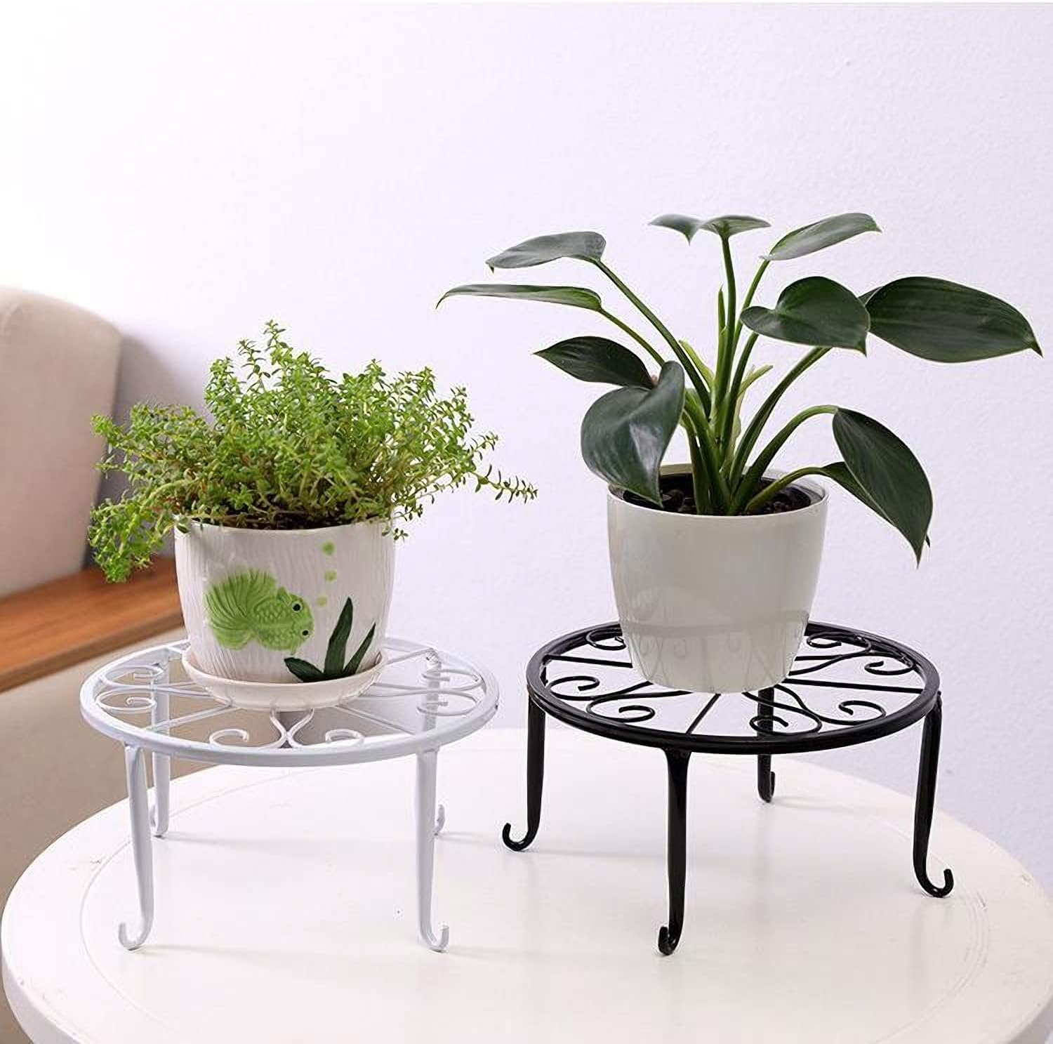 Tosnail 4 Pack Metal Plant Stand, Planter Support Rack, Plant Pot Stands, Planter Holder Heavy Duty, Rust Proof Iron Potted Plant Flower Pot Stand for Indoor Outdoor Garden Patio, Black, 9 Inch