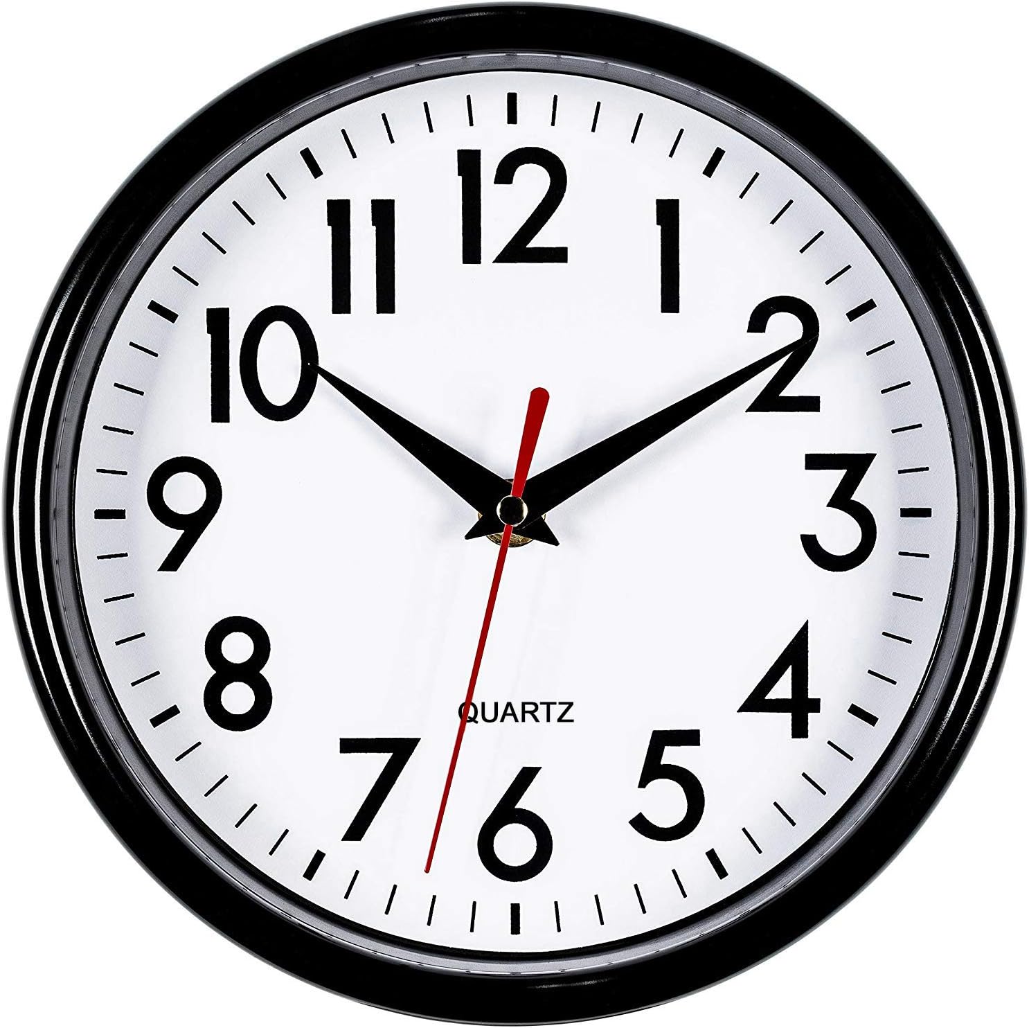 Bernhard Products Silver Wall Clock 8" Silent Non-Ticking Quality Quartz Battery Operated Clock for Home Kitchen Bedroom Bathroom Classroom Nursery