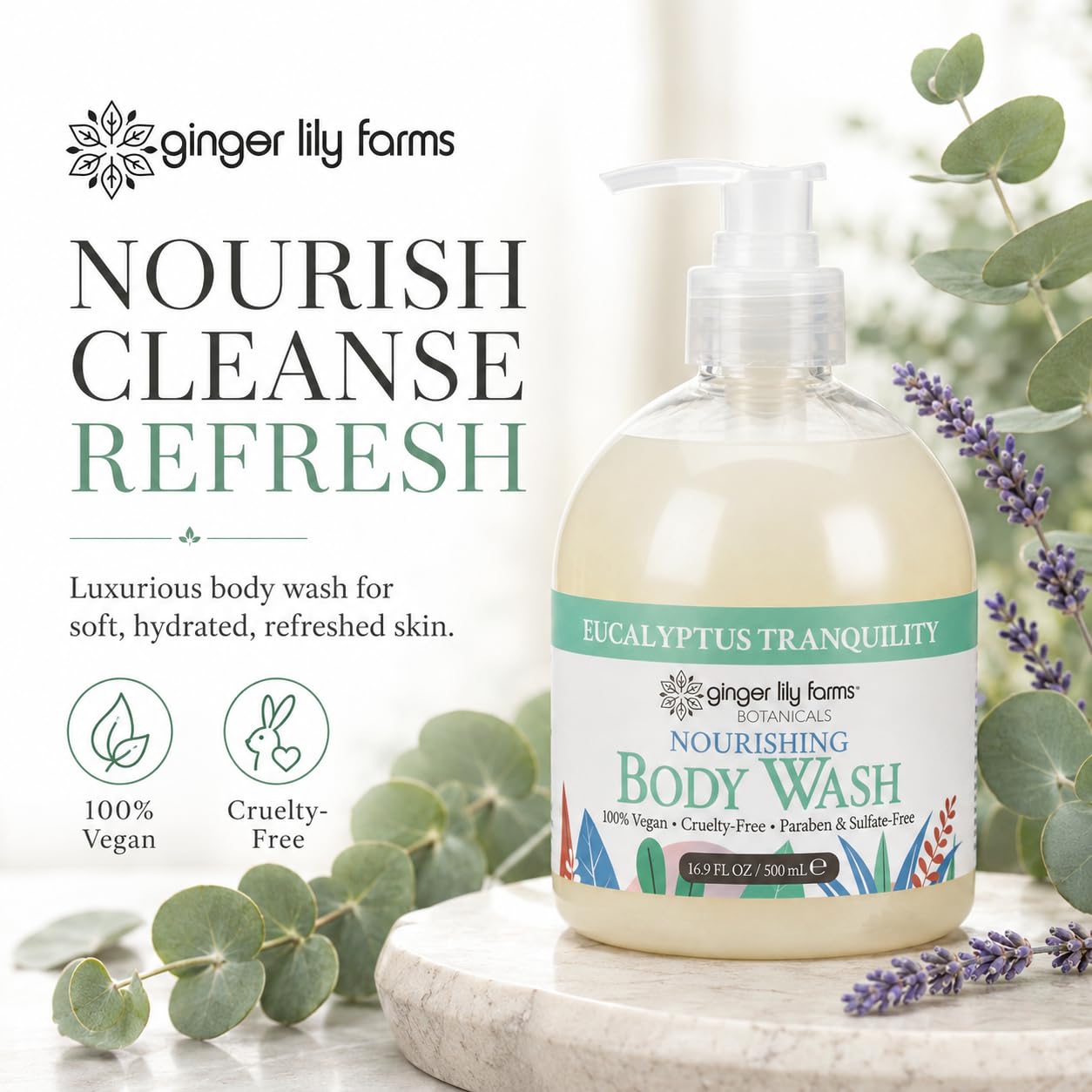 Ginger Lily Farms 1 gal Nourishing Body Wash, Citrus Blend Scent | for Hands, Body & Hair, Moisturizing Wash, Salon Wash, Spa Cleanser, Salon & Spa Essentials, Manicure & Pedicure Supplies