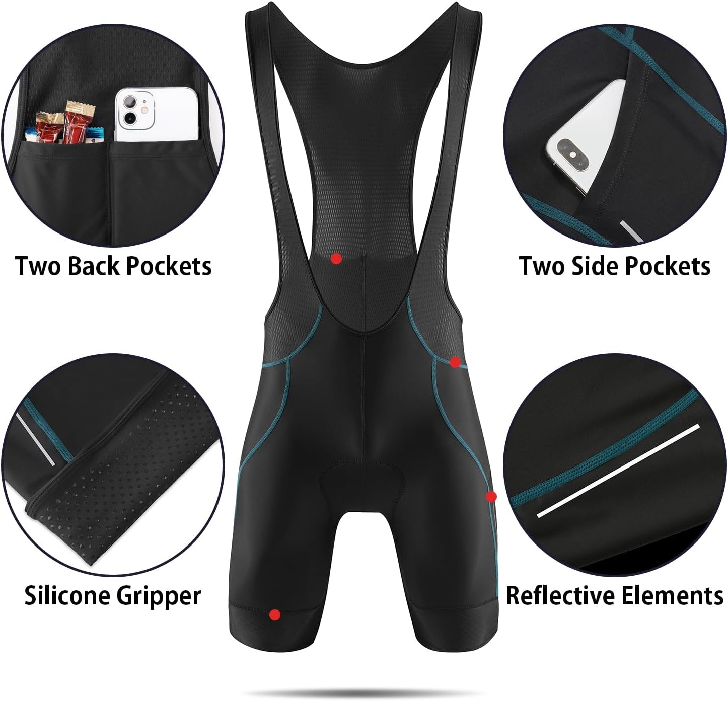 baleaf Mens 4D Padded Cycling Bib Shorts Bicycle Biking Bibs