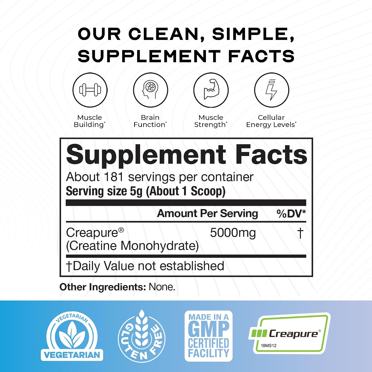 Muscle Feast Creapure Creatine Monohydrate Powder, Unflavored (300g) | Vegan, Non-GMO, Keto Friendly Mass Gainer, Muscle Recovery Supplement & Trusted Creatine for Muscle Growth, Creatine Powder