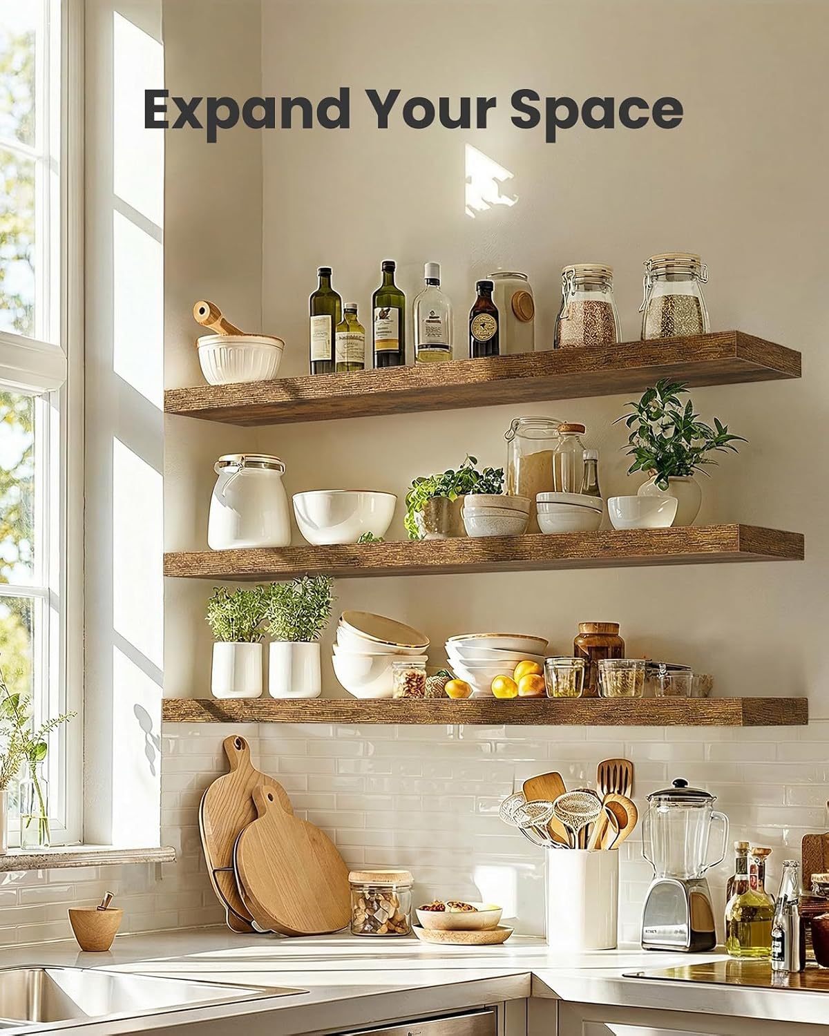 AMADA HOMEFURNISHING Floating Shelves, Wall Shelves for Bathroom/Living Room/Bedroom/Kitchen Decor