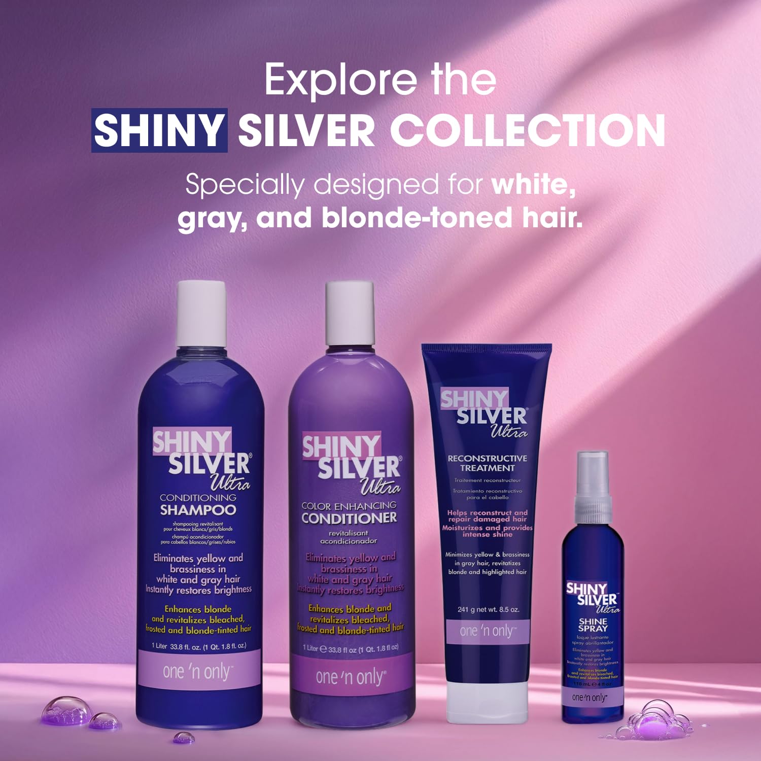One 'n Only Shiny Silver Purple Shampoo & Blonde Hair Toner, 33.8 oz