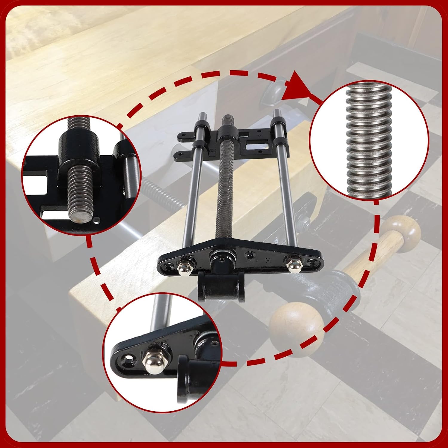 findmall 9 Inch Woodworking Front Vise Heavy-Duty Steel and Cast Iron Front Bench Vise - Fit for Woodworking Projects